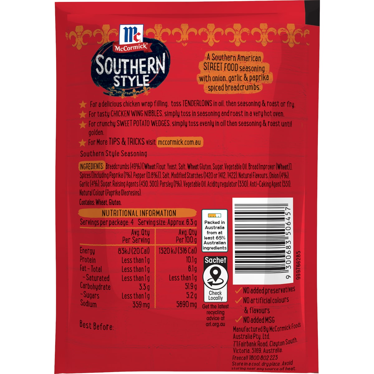 Mccormick Southern Style Street Food Seasoning 25g
