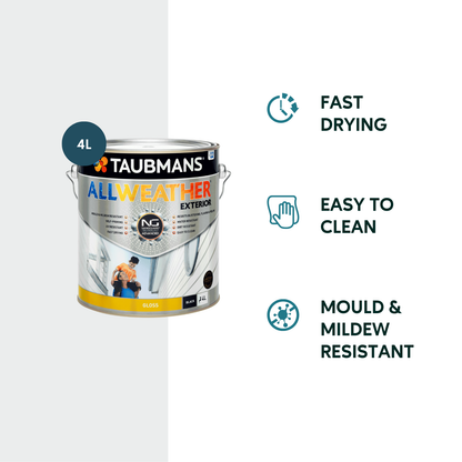 Taubmans All Weather Exterior Paint - 4L - Black - Gloss