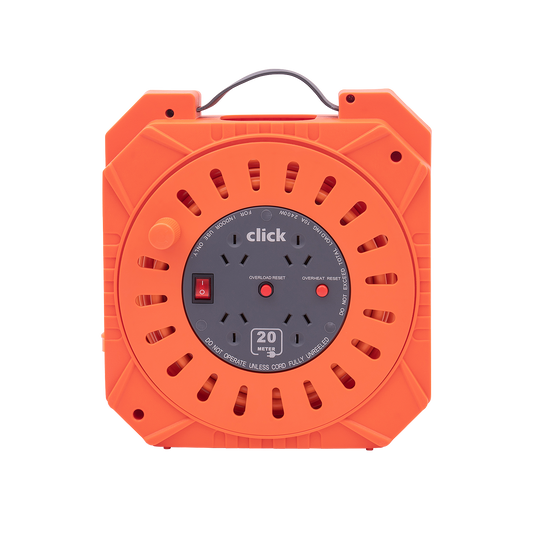 Click 4 Outlets 20m Cable Reel Orange & Grey
