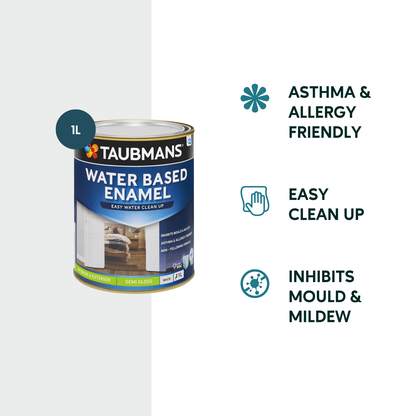 Taubmans White Semi Gloss Water Based Enamel Paint - 1L