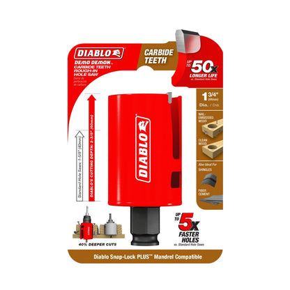 Diablo Demo Demon Carbide Teeth Rough in Hole Saw - 1-3/4" - 60mm