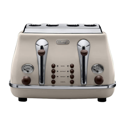 Delonghi Icona Vintage 4 Slice Toaster - 325mm - Beige