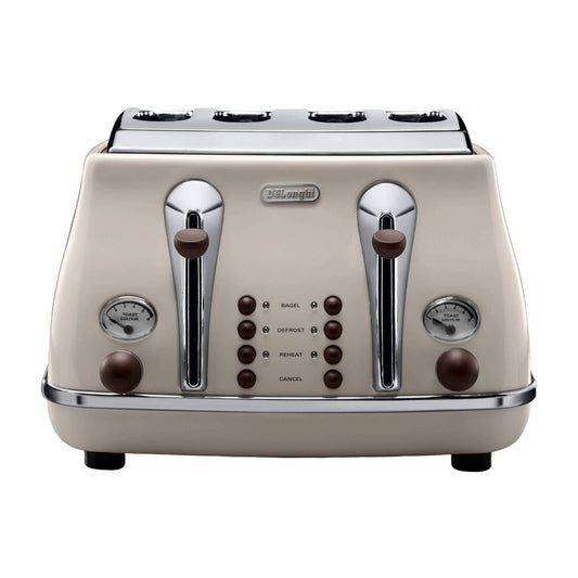 Delonghi Icona Vintage 4 Slice Toaster - 325mm - Beige