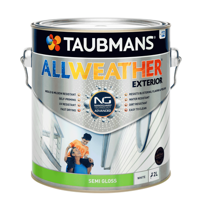 Taubmans White Semi Gloss All Weather Exterior Paint - 2L