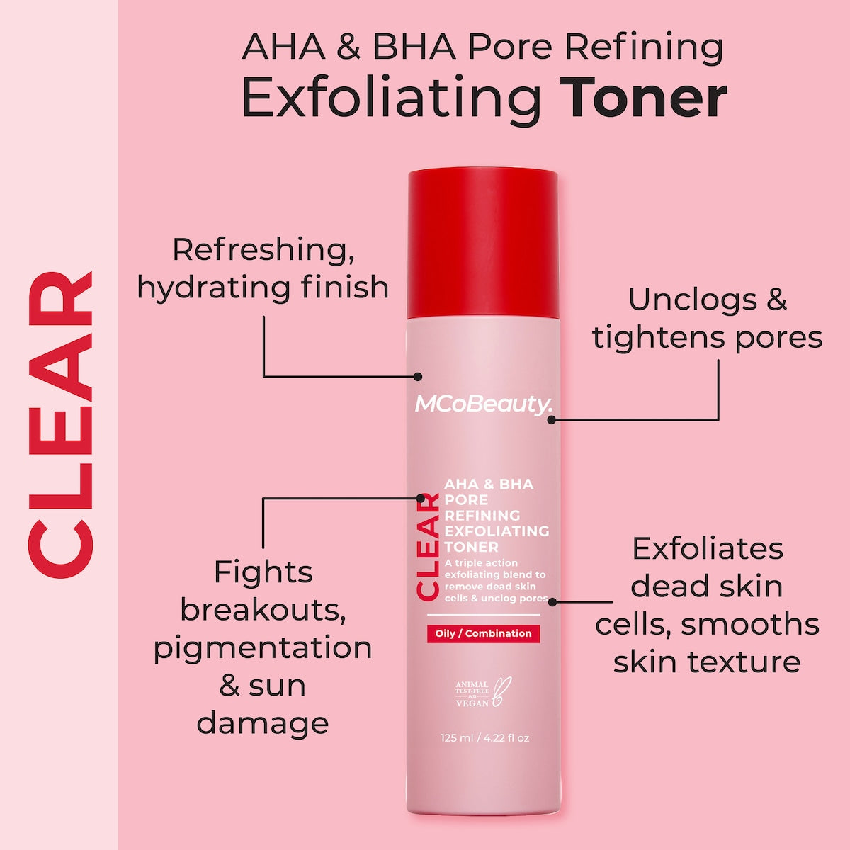 Mcobeauty Aha & Bha Pore Refining Exfoliating Toner 125ml