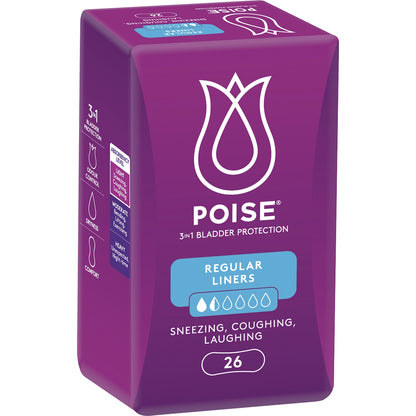 Poise Incontinence Liners Regular 26 Pack