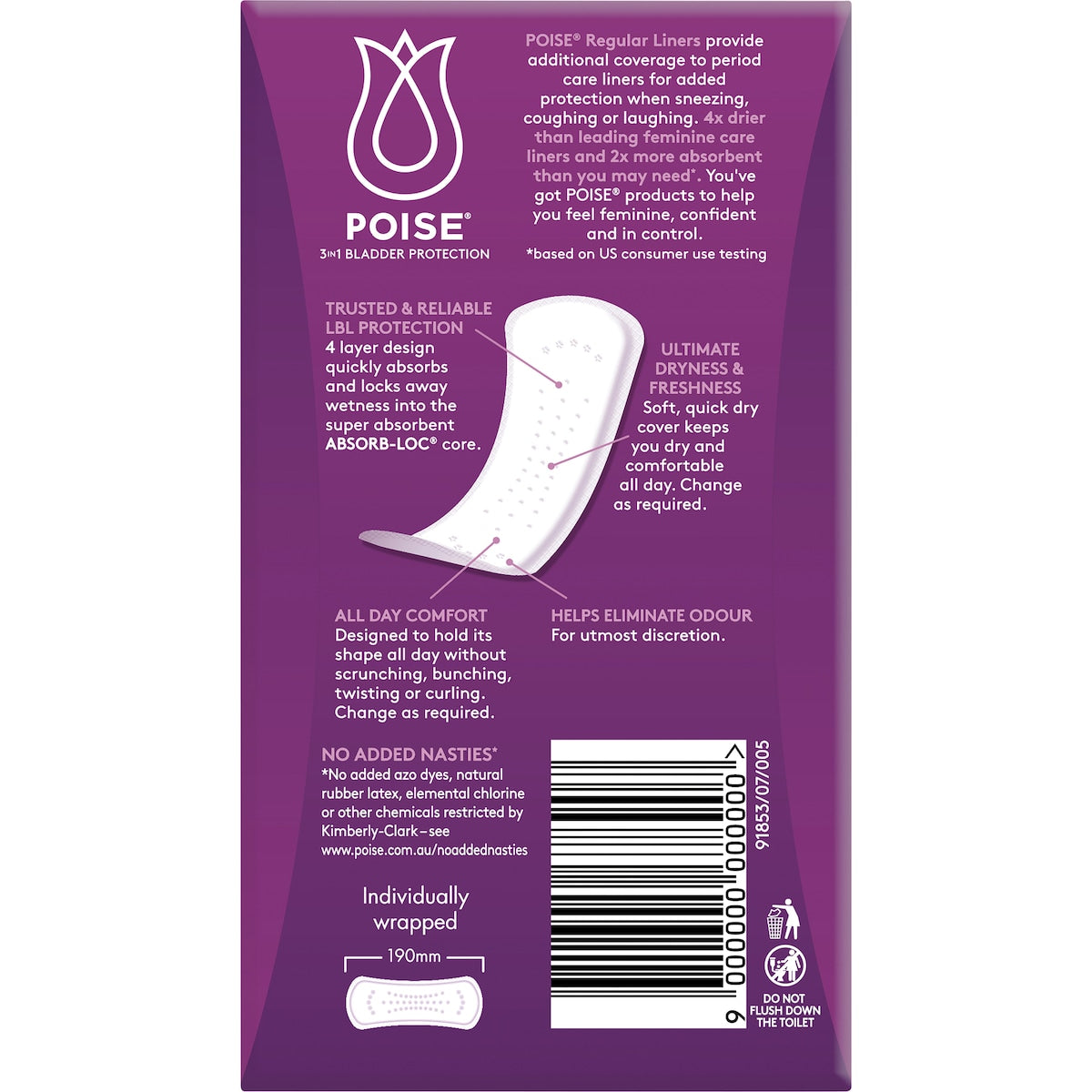 Poise Incontinence Liners Regular 26 Pack