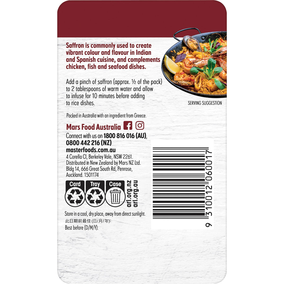 Masterfoods Pure Saffron 250mg
