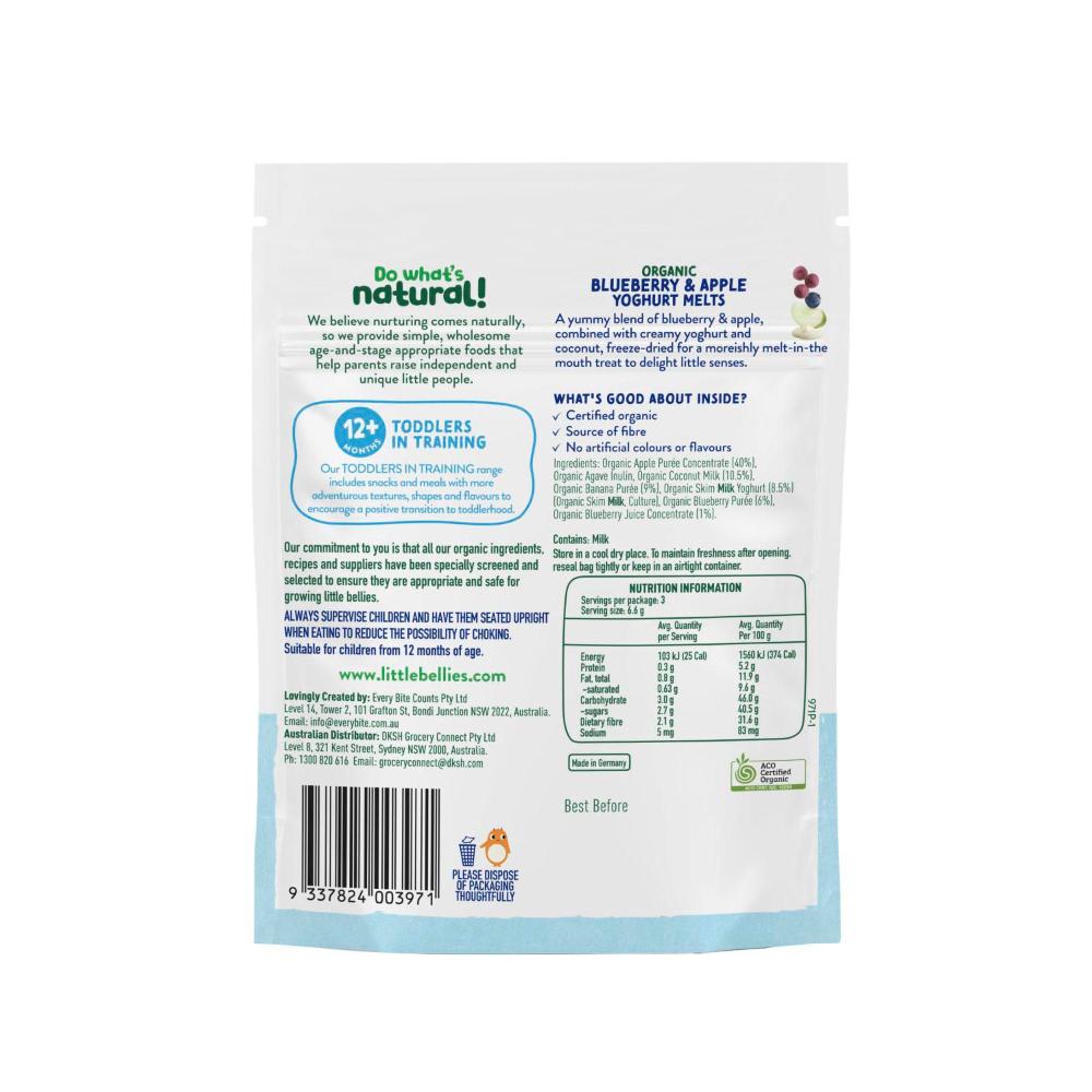 Little Bellies Blueberry & Apple Yoghurt Melts 8 Pack - 20g