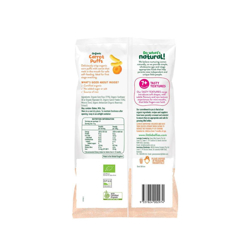 Baby Bellies Organic Carrot Puffs Sharebag 4 Pack - 35g
