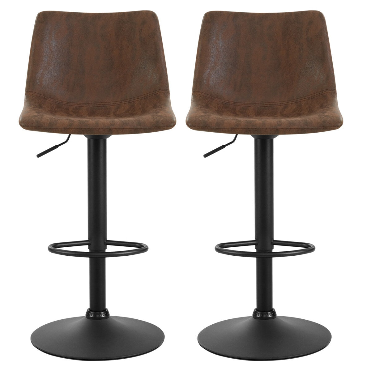 Artiss Kitchen Bar Stools Gas Lift Vintage Leather Brown 2 Pack