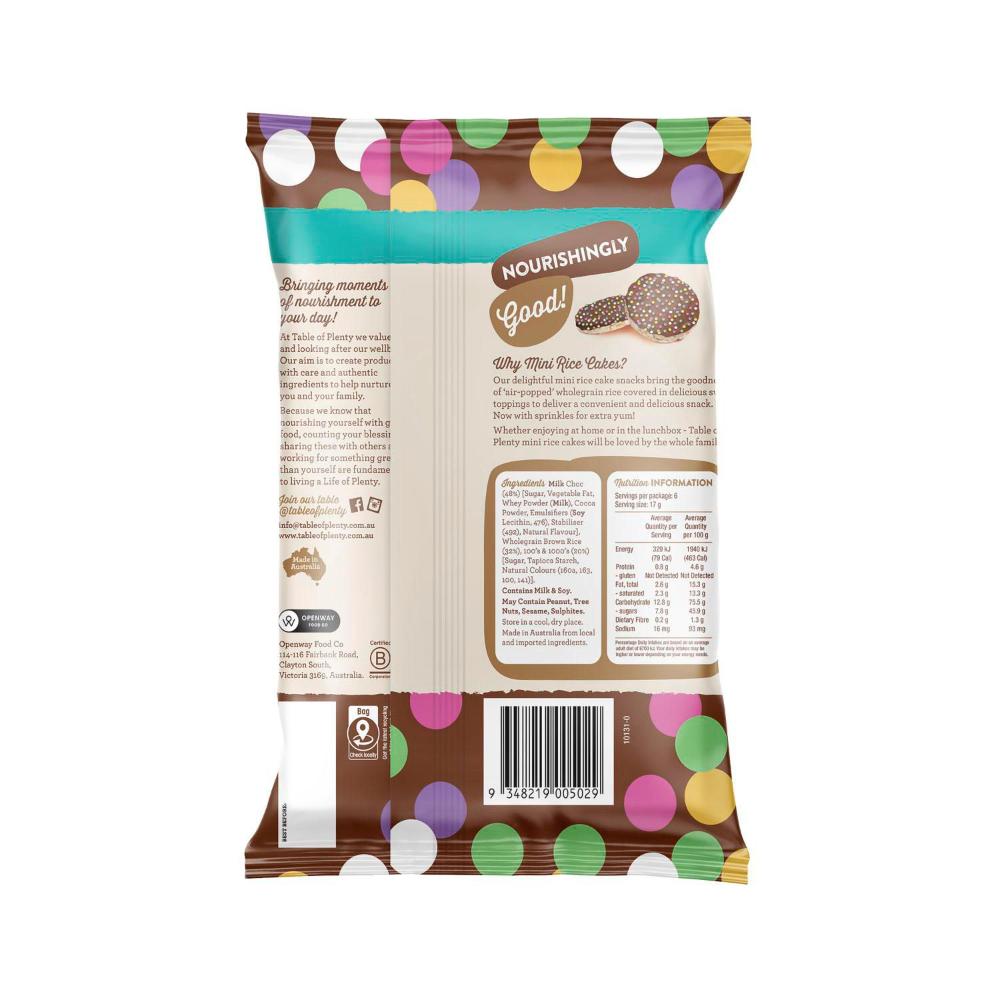 Table Of Plenty Mini Rice Cakes 100s & 1000s Snack Packs - 102g
