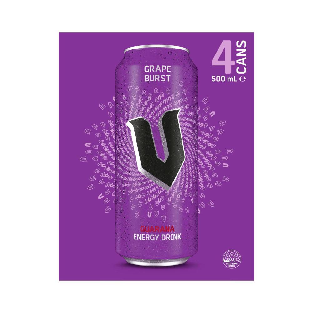 V Energy Drink Grape 4x500ml - 4 Pack