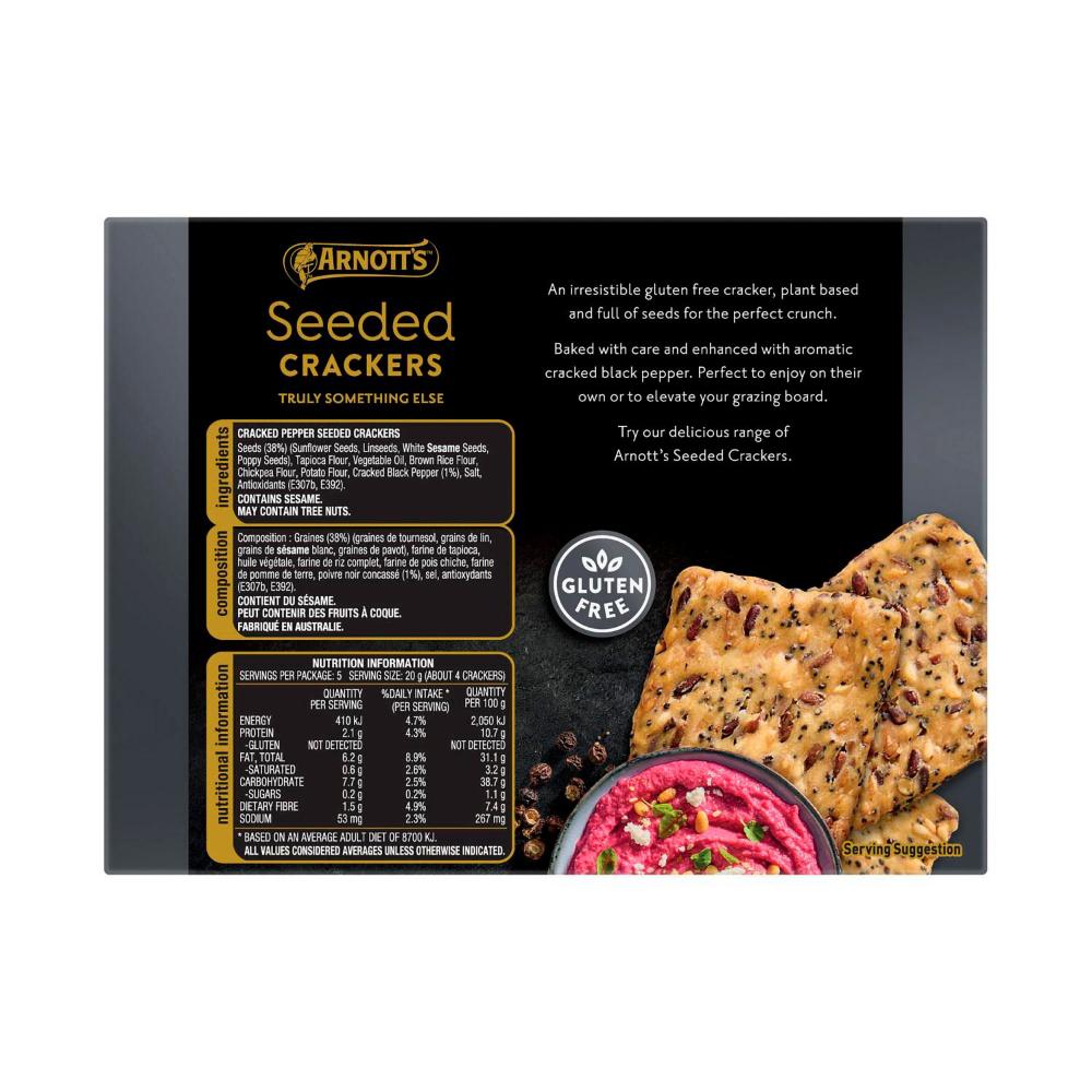 Arnott's Gold Label Seed Crackers Black Pepper - 100g