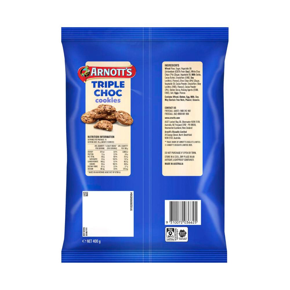 Arnott's Value Cookies Triple Chocolate - 400g