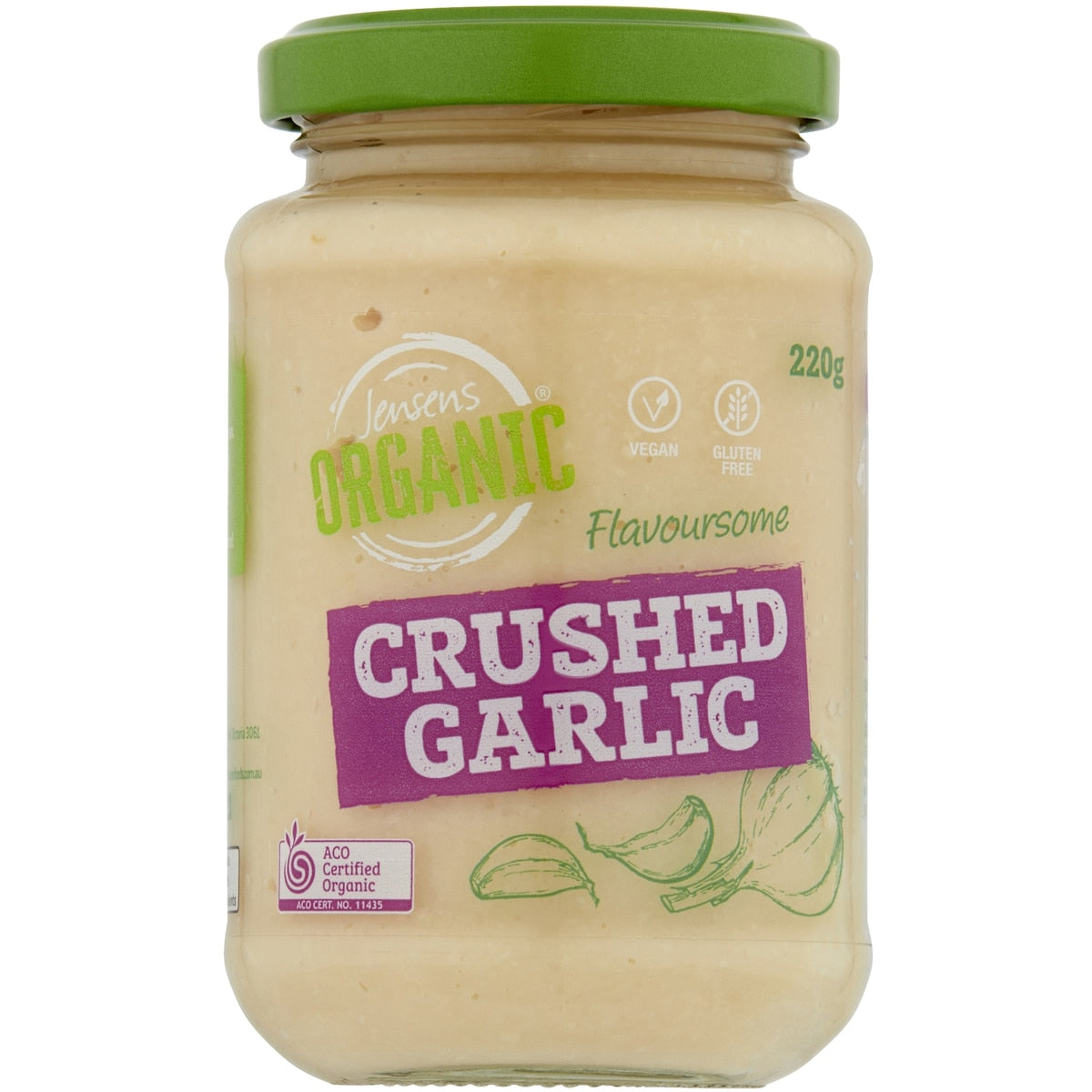 Jensens Organic Crushed Garlic 220g