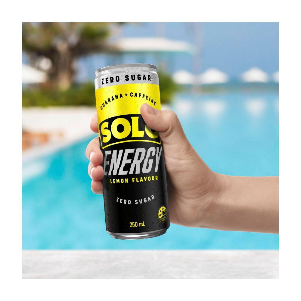 Solo Energy Drink Zero Sugar Lemon Cans Multipack 250ml - 4 Pack