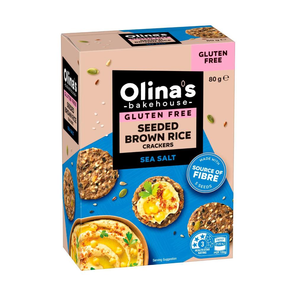Olina's Brown Rice Crackers Sea Salt - 80g