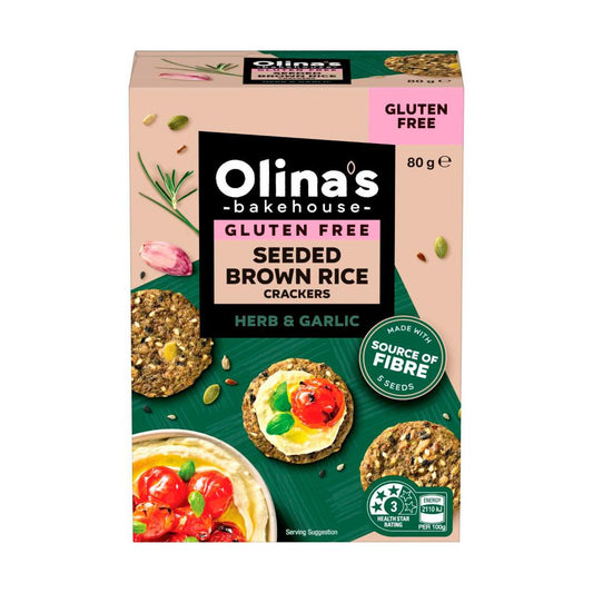 Olina's Brown Rice Crackers Mixed Herb - 80g
