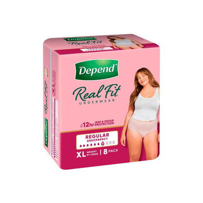Depend Real Fit Incontinence Underwear Regular Women Extra Large - 8 pack