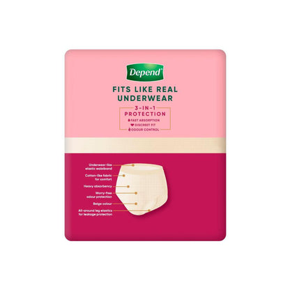 Depend Real Fit Incontinence Underwear Regular Women Extra Large - 8 pack