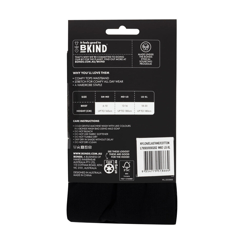 Bonds 70d Opaque/ No Dig Tight Black Sm/med - 1 PACK