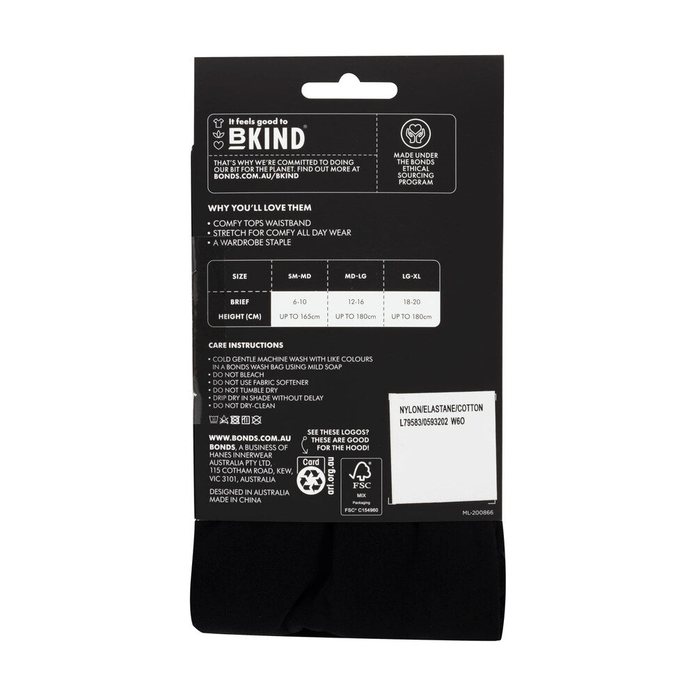 Bonds 70d Opaque /no Dig Tight Black Medium/large - 1 pack