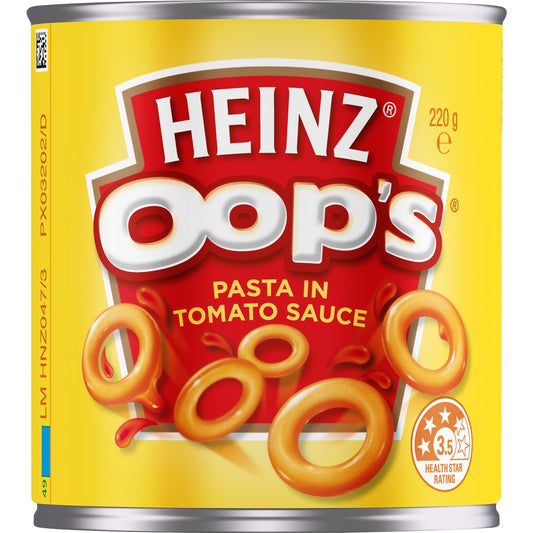 Heinz Oops Pasta In Tomato Sauce Canned Spaghetti Os 220g