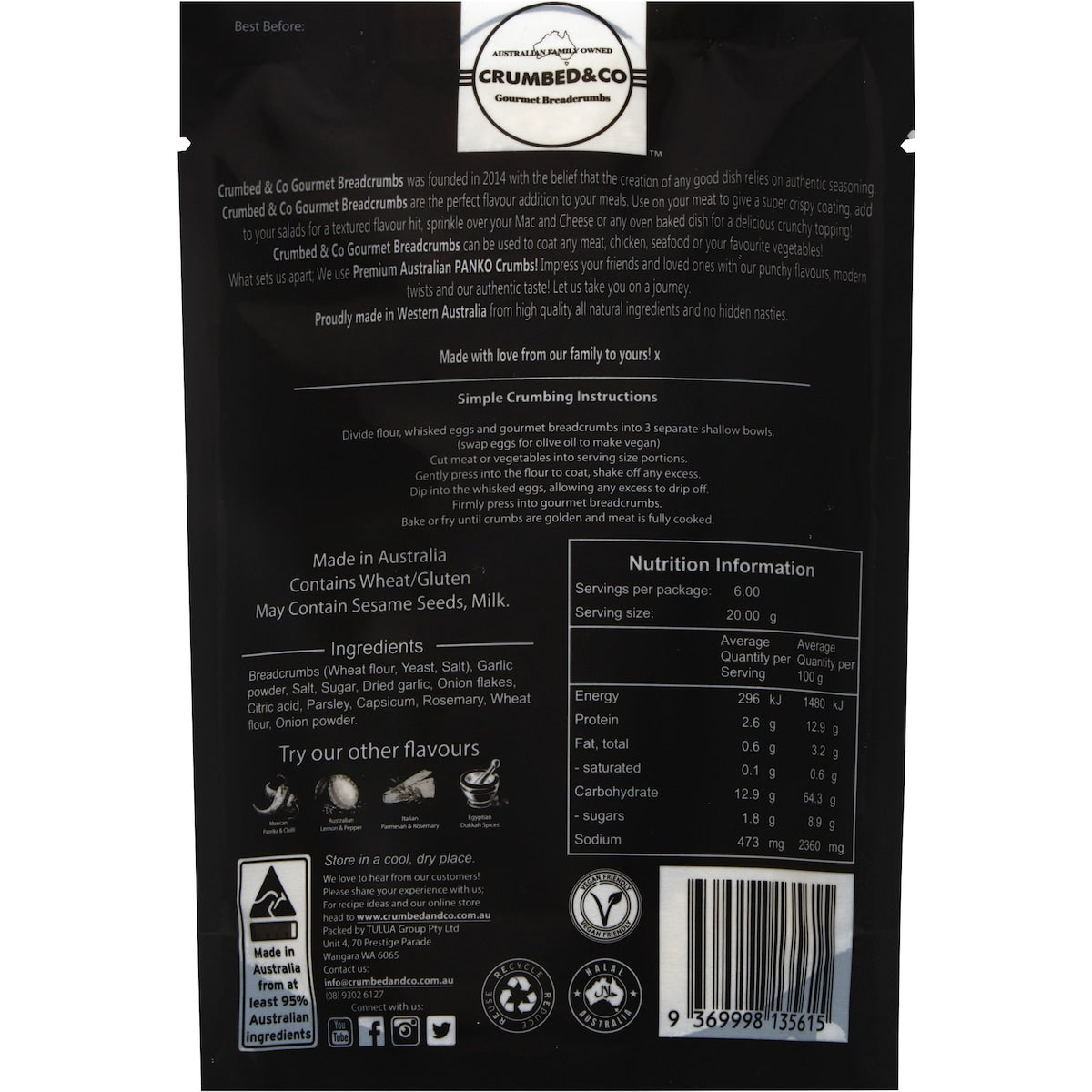 Crumbed & Co Breadcrumbs Panko French Style Garlic & Herbs 120g