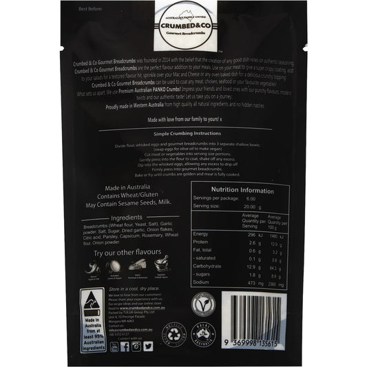 Crumbed & Co Breadcrumbs Panko French Style Garlic & Herbs 120g