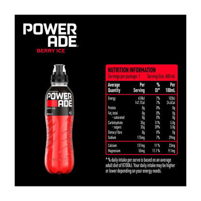 Powerade Berry Ice Sports Drink Sipper Cap - 600mL