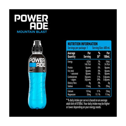 Powerade Sports Drink Sipper Cap Mountain Blast - 600mL