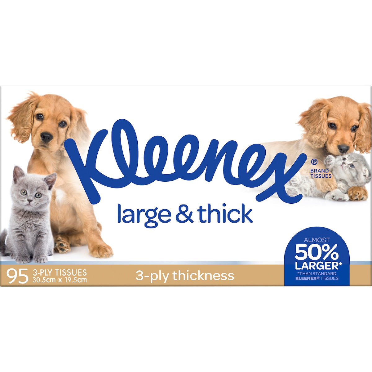 Kleenex Large & Thick 3 Ply Facial Tissues 95 Pack