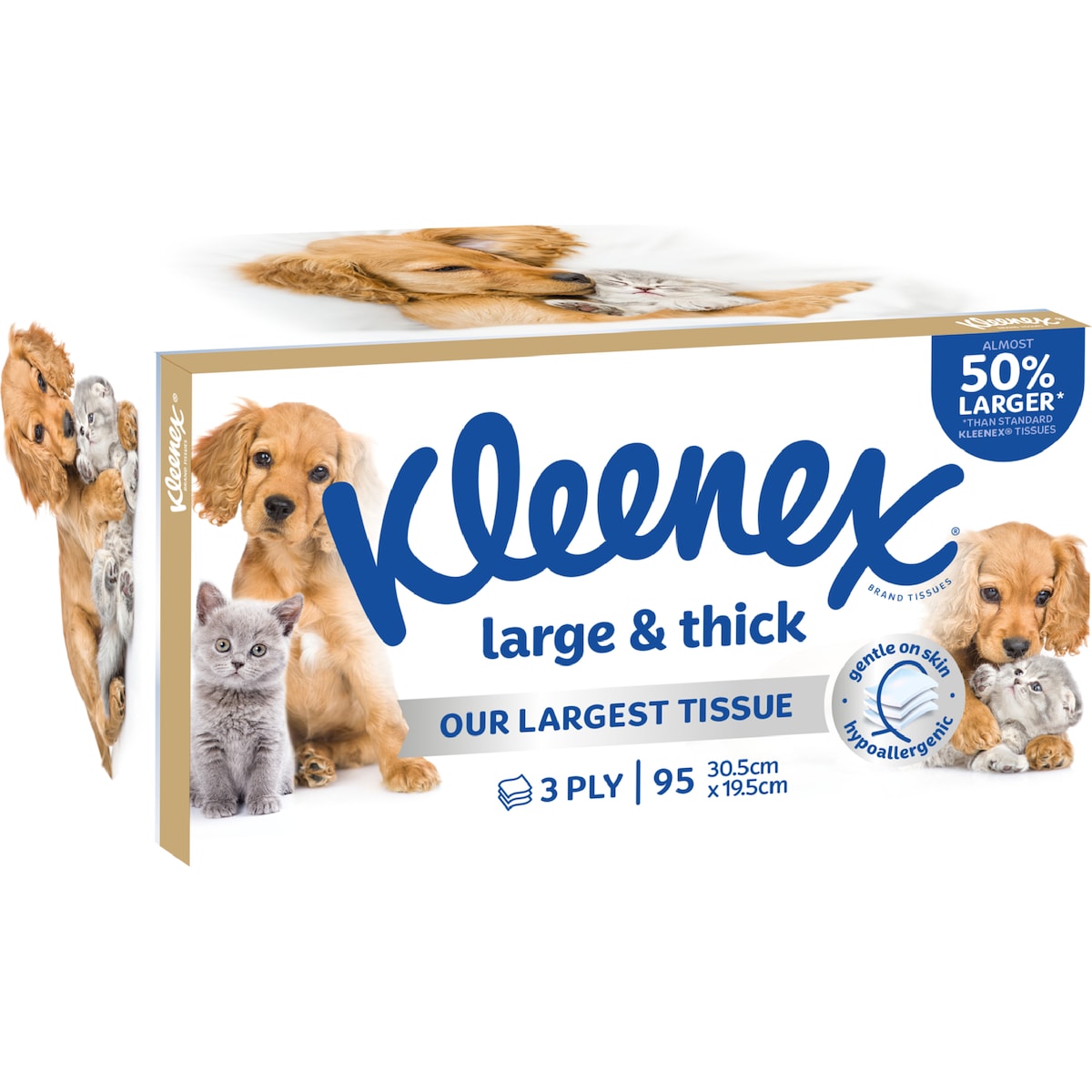Kleenex Large & Thick 3 Ply Facial Tissues 95 Pack