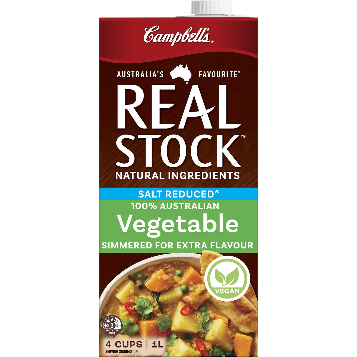 Campbells Real Stock Vegetable Salt Reduced 1l