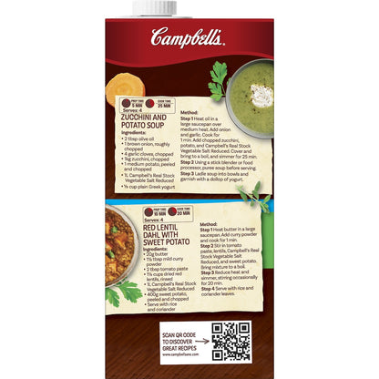 Campbells Real Stock Vegetable Salt Reduced 1l