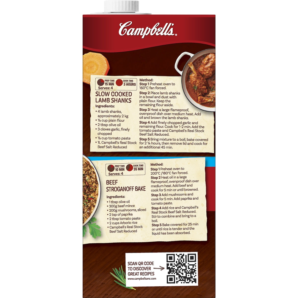 Campbells Real Stock Beef Salt Reduced 1l
