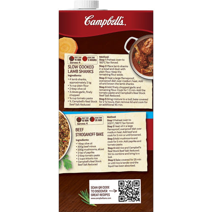Campbells Real Stock Beef Salt Reduced 1l