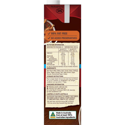 Campbells Real Stock Beef Salt Reduced 1l
