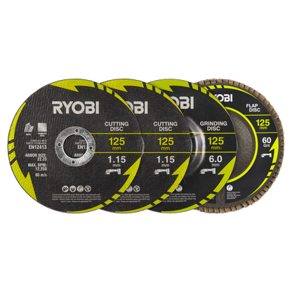 Ryobi Cutting and Grinding Set - 125mm - 4 Piece