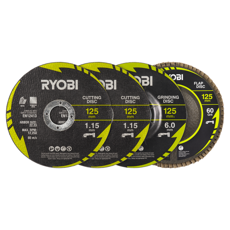 Ryobi 4 Piece 125mm Cutting Grinding Set