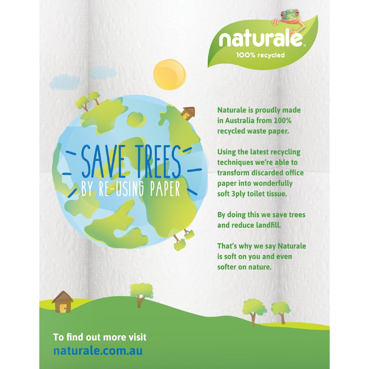 Naturale 100% Recycled 3 Ply Toilet Tissue 12 Pack