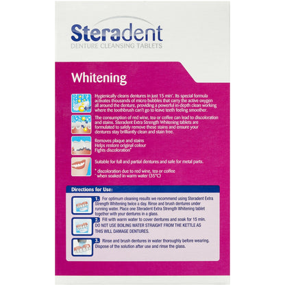 Steradent Denture Cleaning Tablets Extra Strength Intensive Whitening 30 Pack