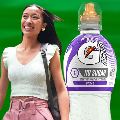 Gatorade G Active Water Sports Drinks Grape Electrolyte Sugar Free 600ml
