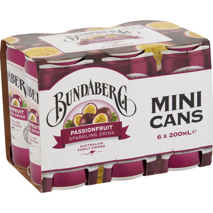 Bundaberg Passionfruit Sparkling Drink 200ml X 6 Pack