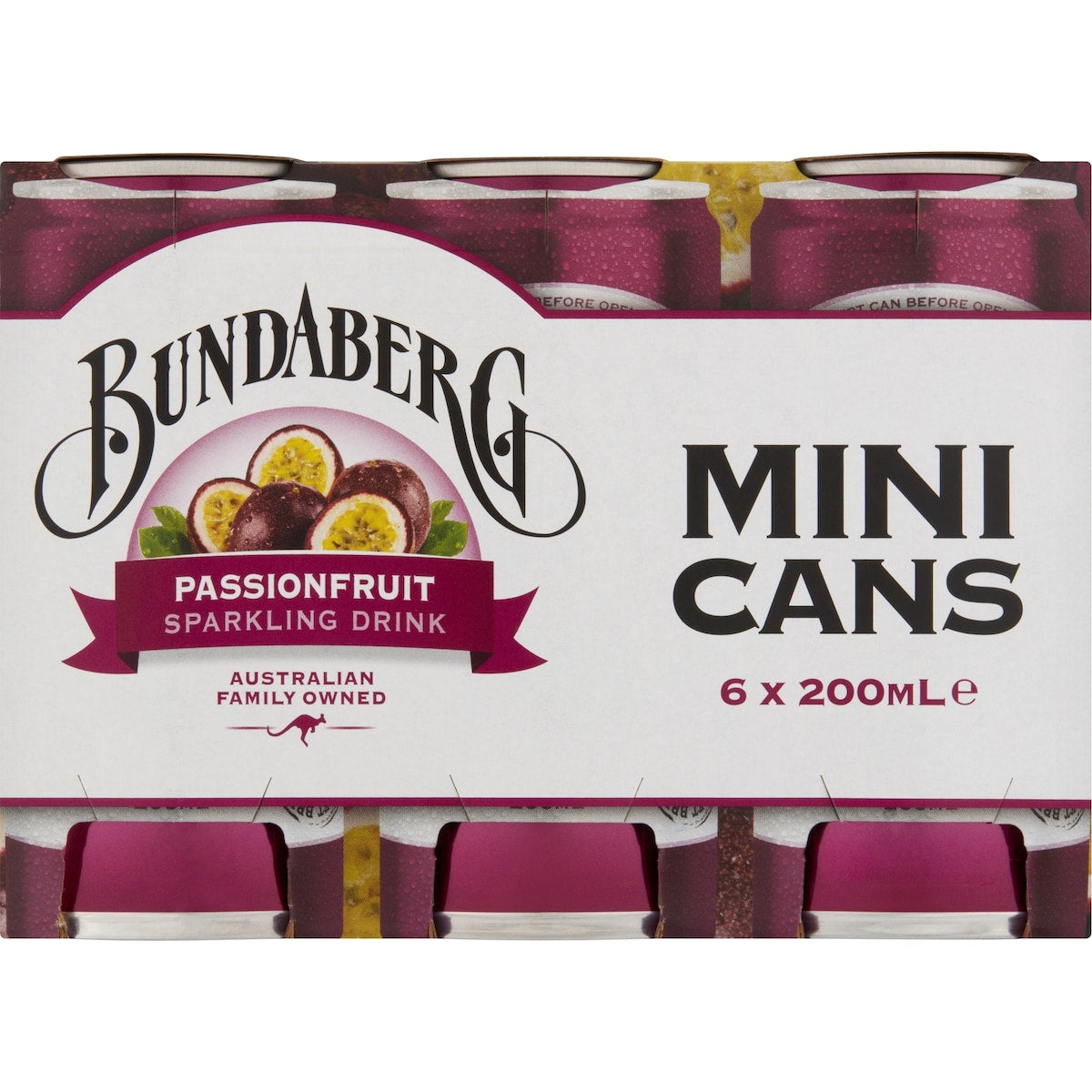 Bundaberg Passionfruit Sparkling Drink 200ml X 6 Pack