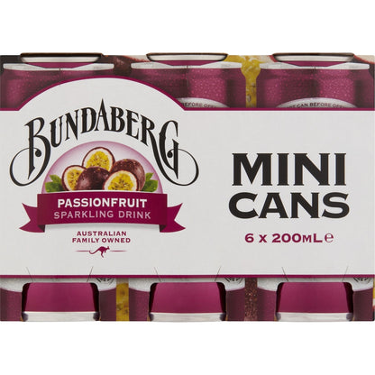 Bundaberg Passionfruit Sparkling Drink 200ml X 6 Pack