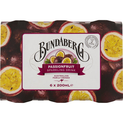 Bundaberg Passionfruit Sparkling Drink 200ml X 6 Pack