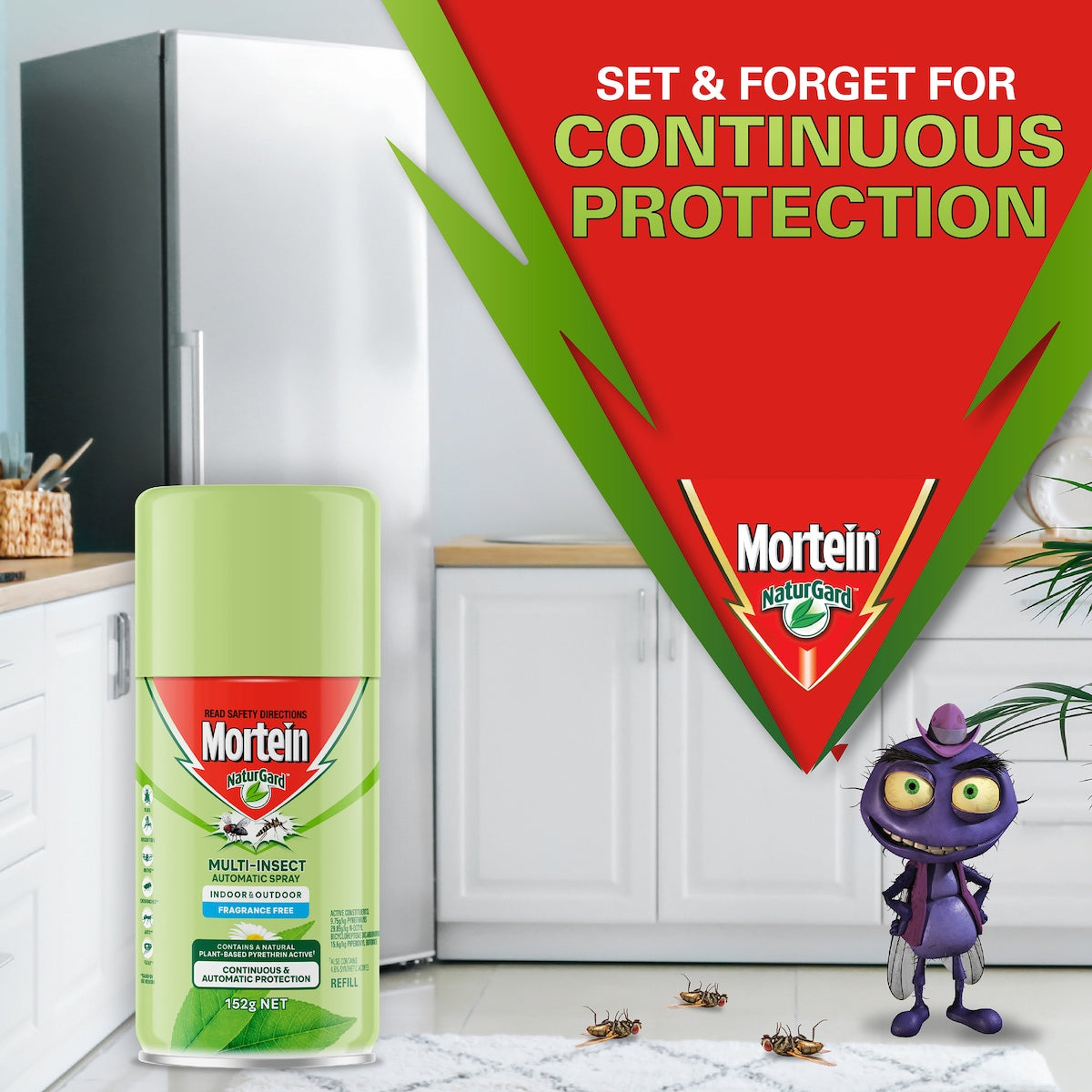 Mortein Naturgard Odourless Multi Insect Automatic Spray Refill 152g
