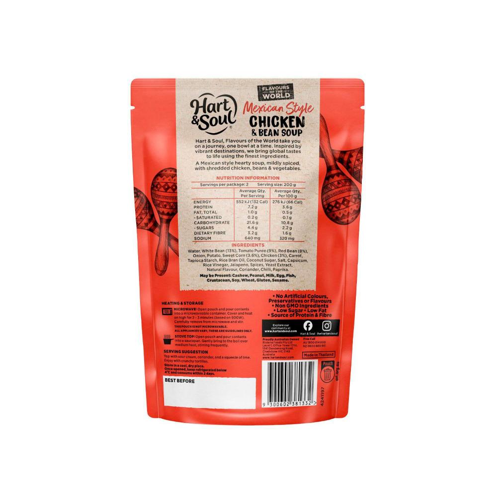 Hart & Soul Pouch Soup Mexican Style Chicken & Bean - 400g